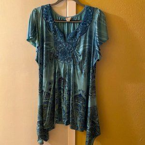 3 for $25  Turquoise top by World Unity in 2X